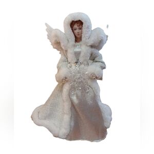 Elegant White Christmas Angel with Snowflake